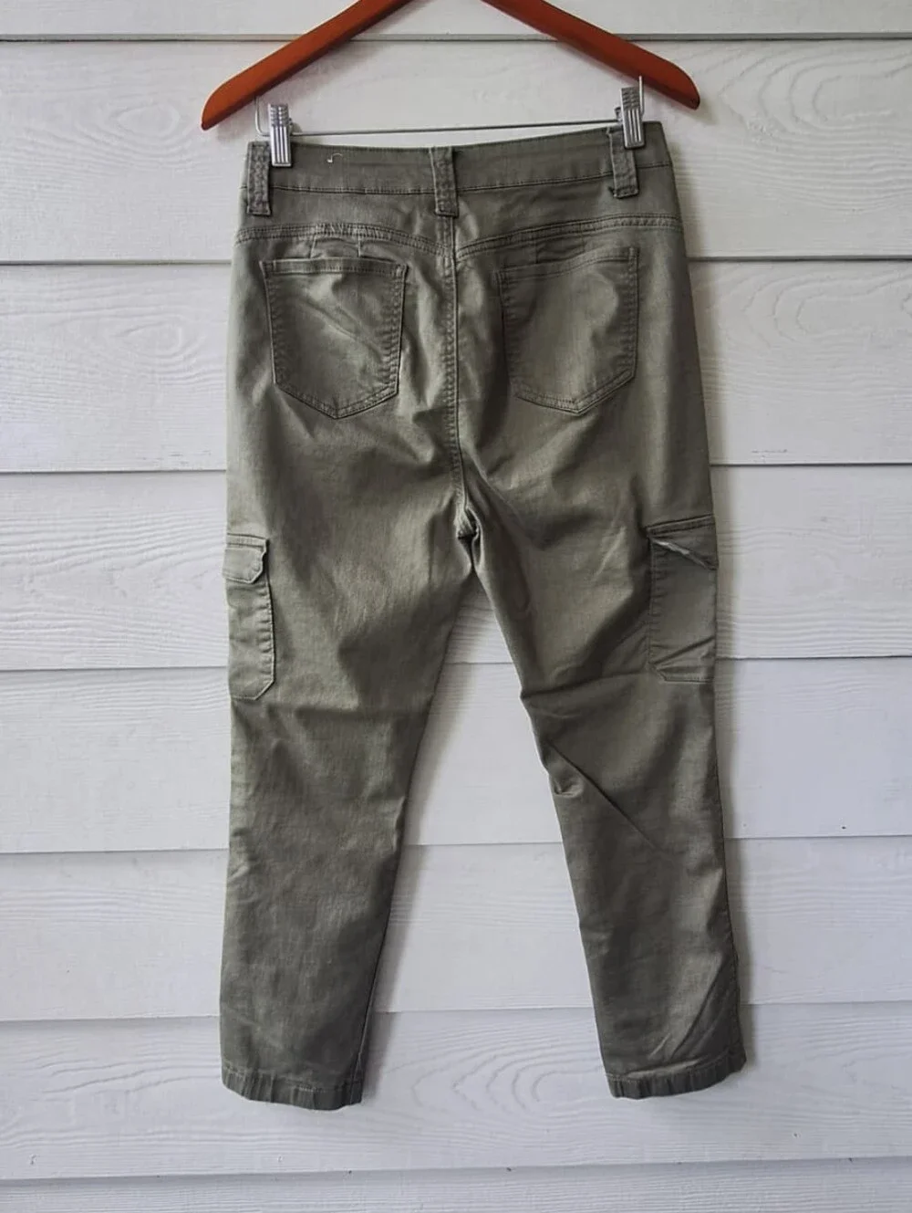 Women's Olive Cargo Skinny Jeans - Picture 4 of 6